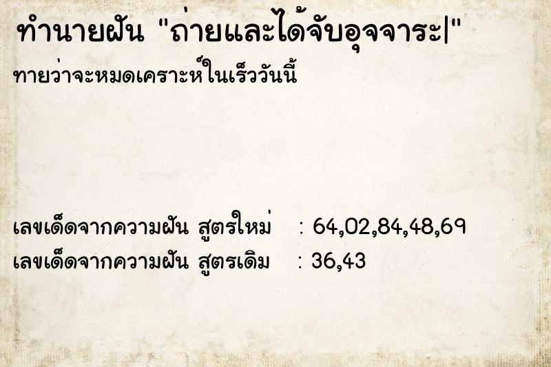 ทำนายฝันถ่ายและได้จับอุจจาระ| ทำนายฝันทำนายฝันถ่ายและได้จับอุจจาระ|